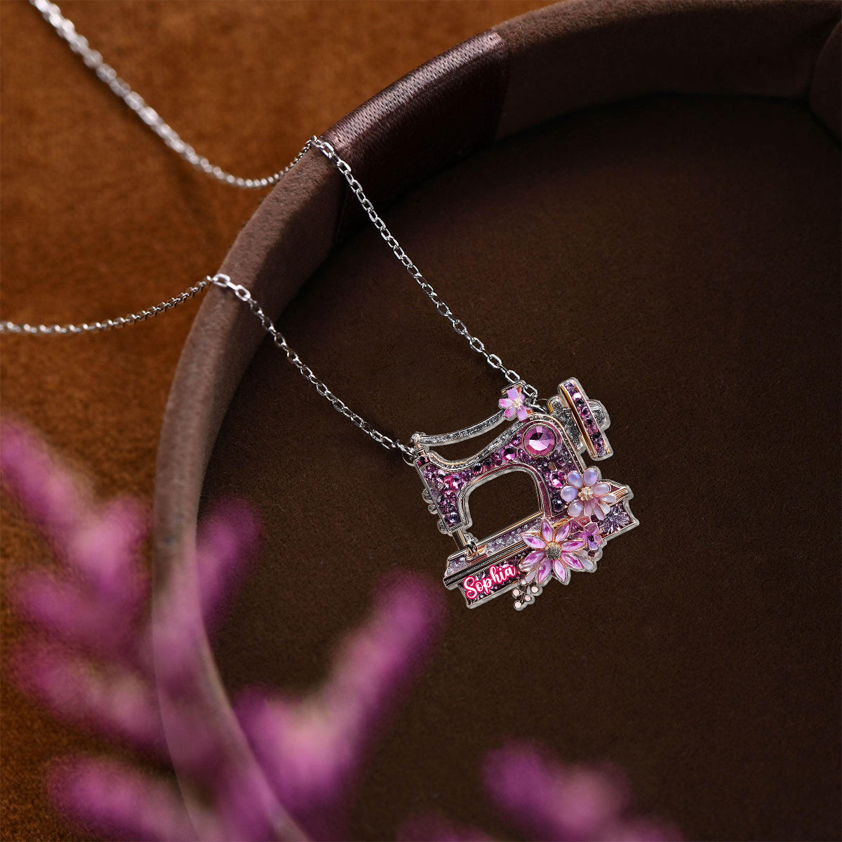 Beautiful Sewing Machine - Personalized Sewing Custom Shaped Pendant Necklace