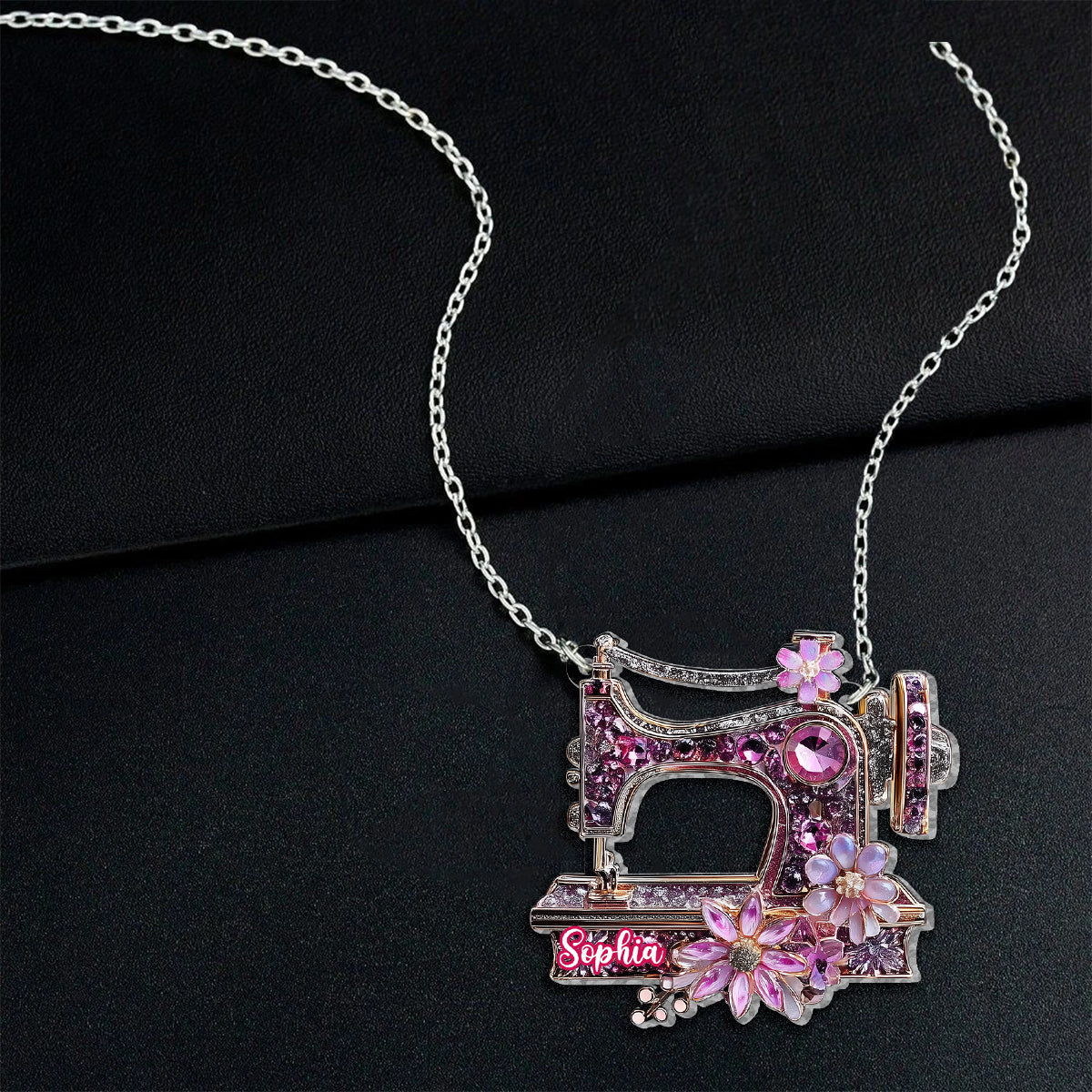 Beautiful Sewing Machine - Personalized Sewing Custom Shaped Pendant Necklace