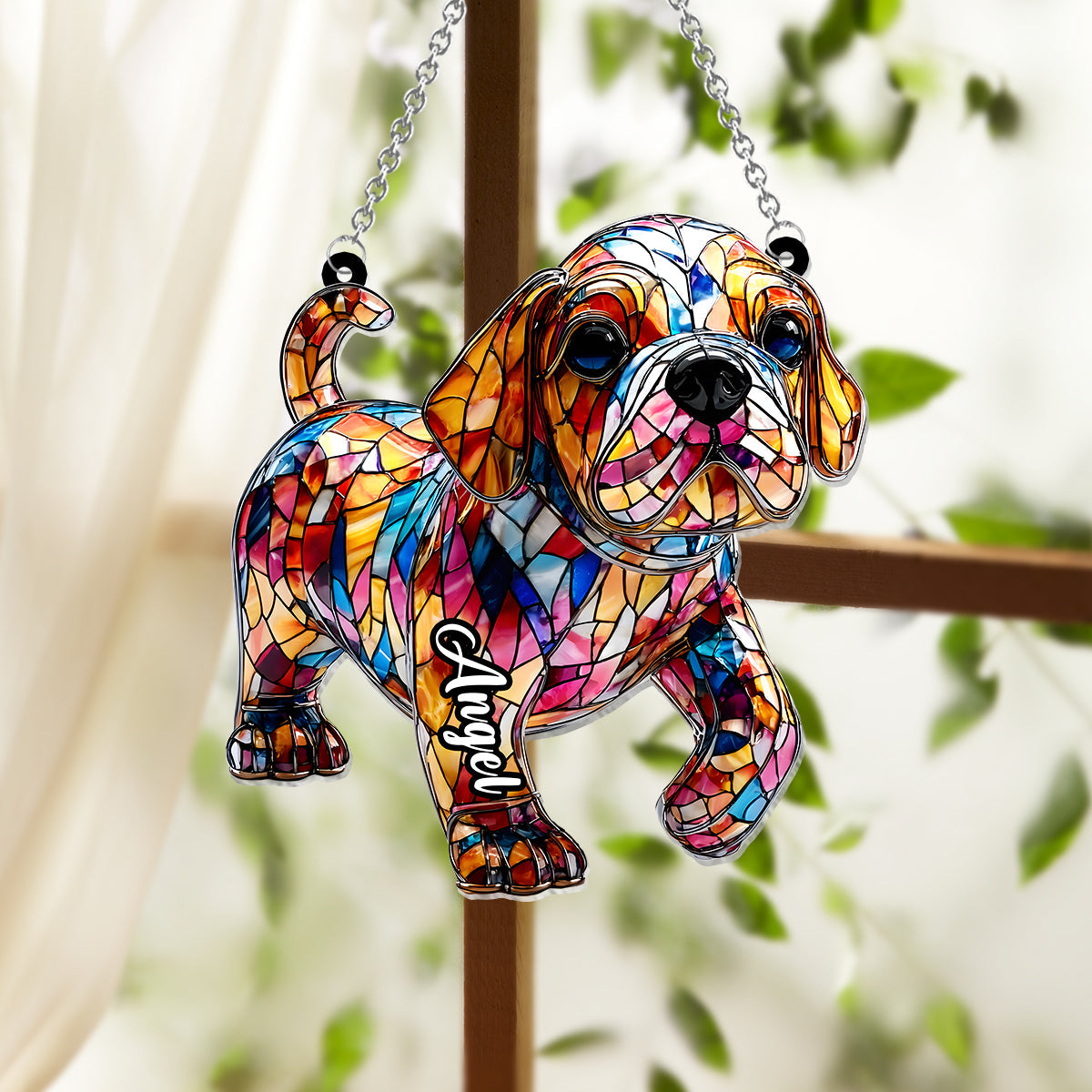 Adorable Bulldog - Personalized French Bulldog Window Hanging Suncatcher Ornament
