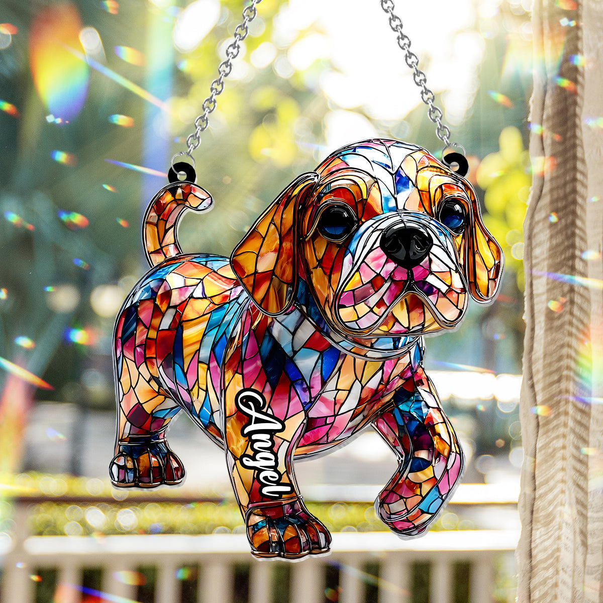 Adorable Bulldog - Personalized French Bulldog Window Hanging Suncatcher Ornament