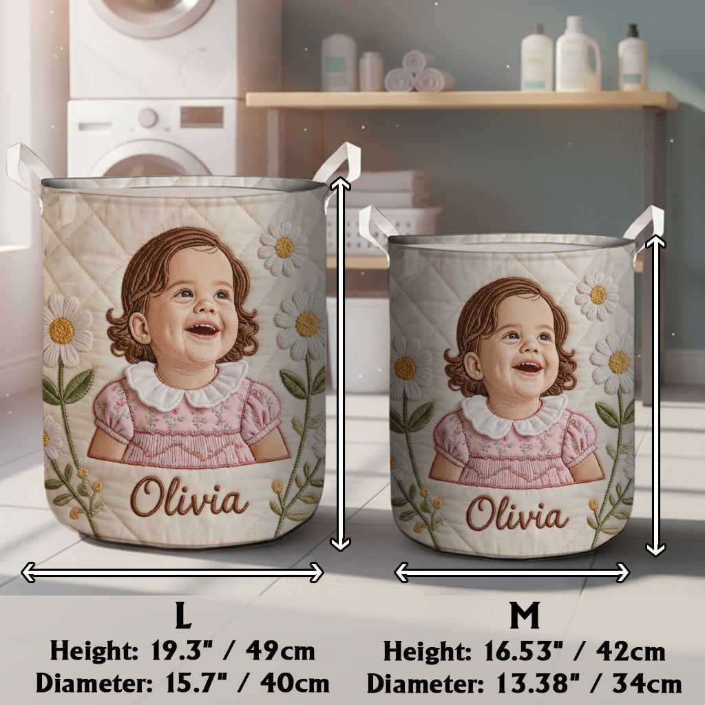 Custom From Any Flower, Any Photo - Personalized Birth Month Flower Storage Basket