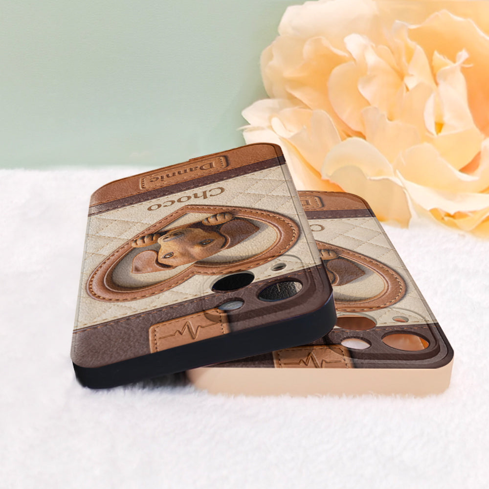 Individuell gestaltbare Handyhülle aus Leder mit Hundemotiv – nach Foto gestaltbar