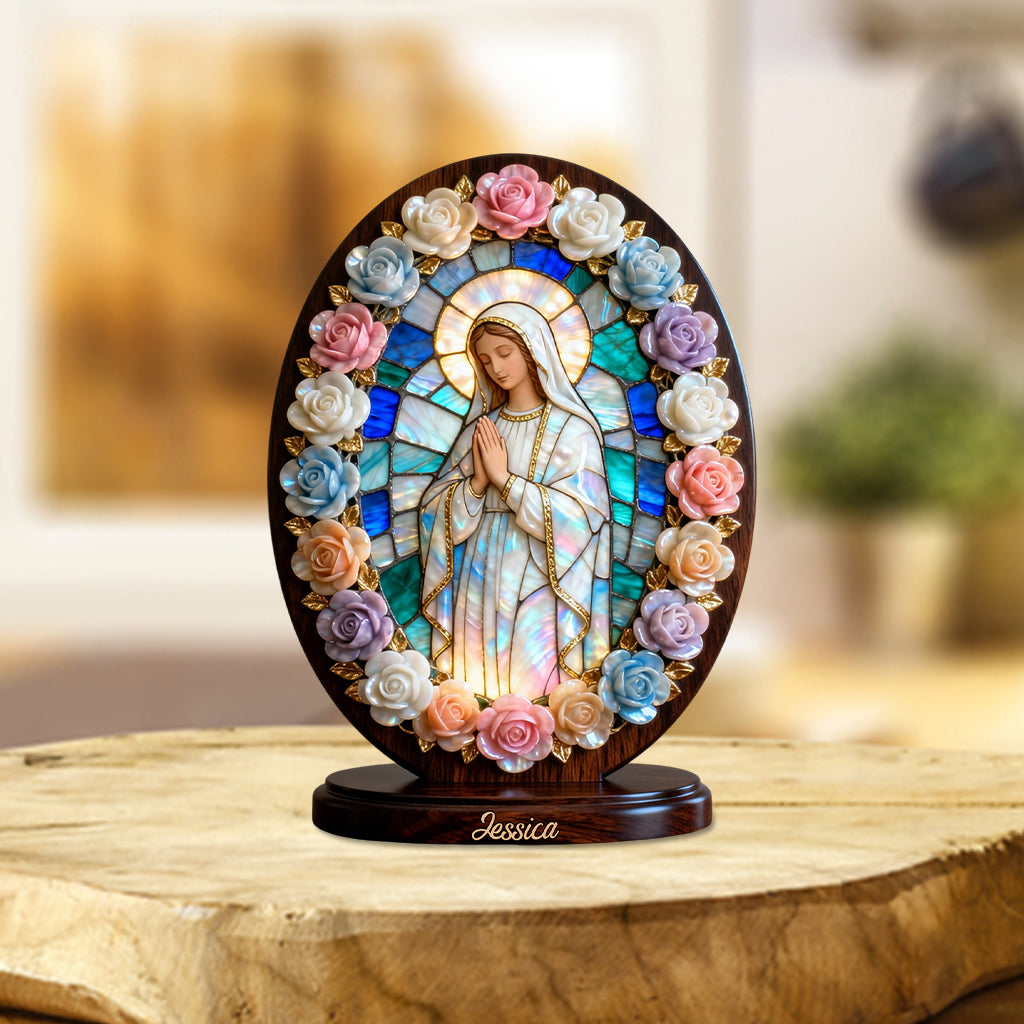 Protected By Mary - Personalized Christian Custom Shaped Acrylic Plaque