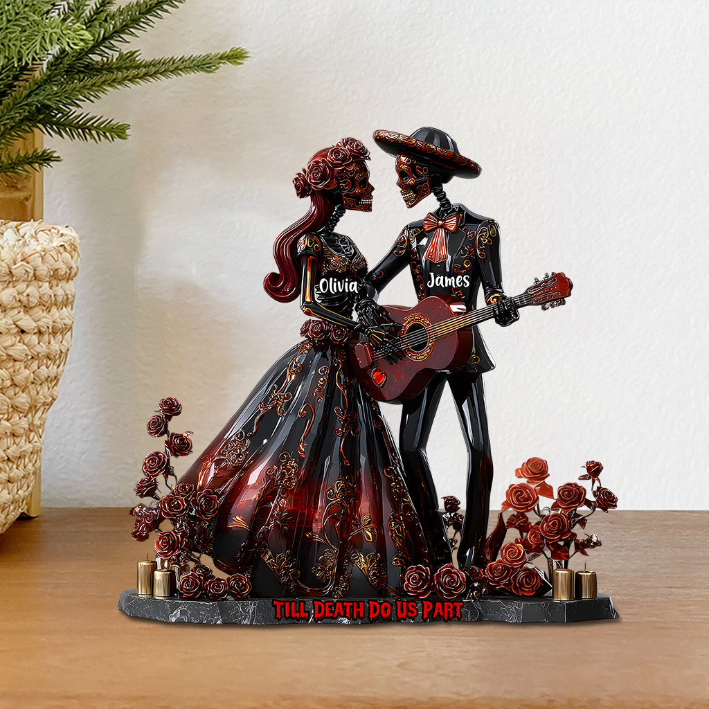 Bis dass der Tod uns scheidet – Personalisierte Totenkopf-Acrylplakette in individueller Form