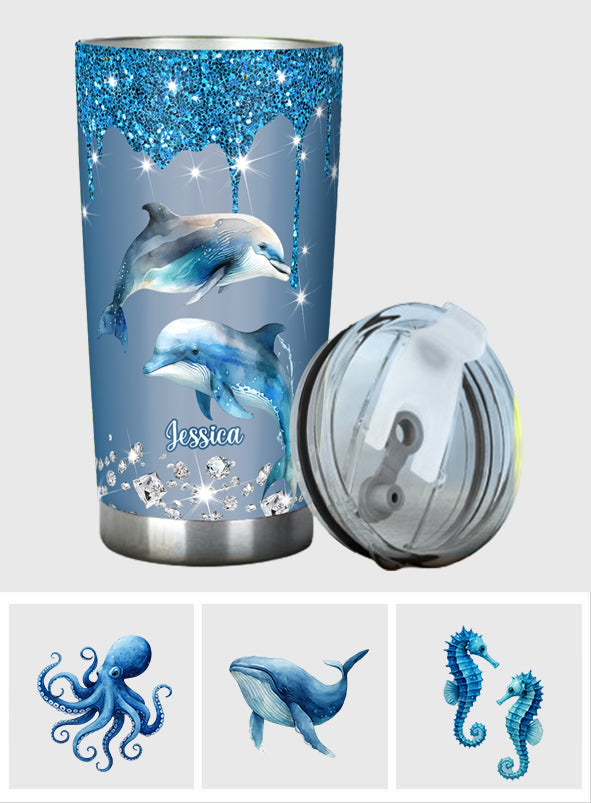 Wunderschöne Delfine/Schildkröten/Wale... Geschenk für Meeresliebhaber – personalisierter Trinkbecher für Meeresliebhaber
