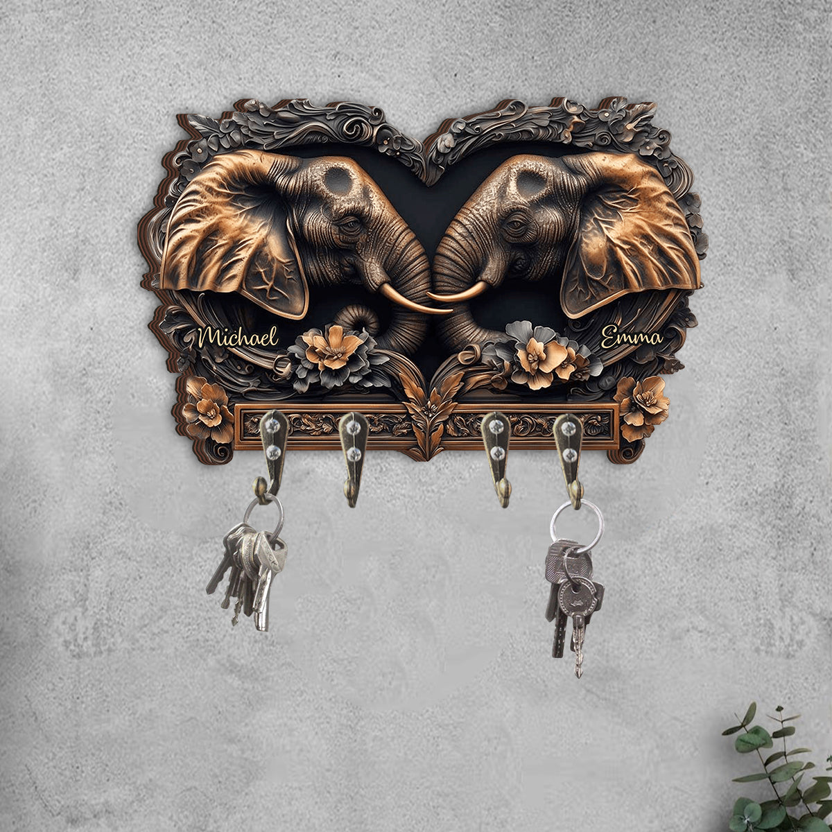 Du & Ich – Personalisierter Schlüsselhalter in Elefantenform