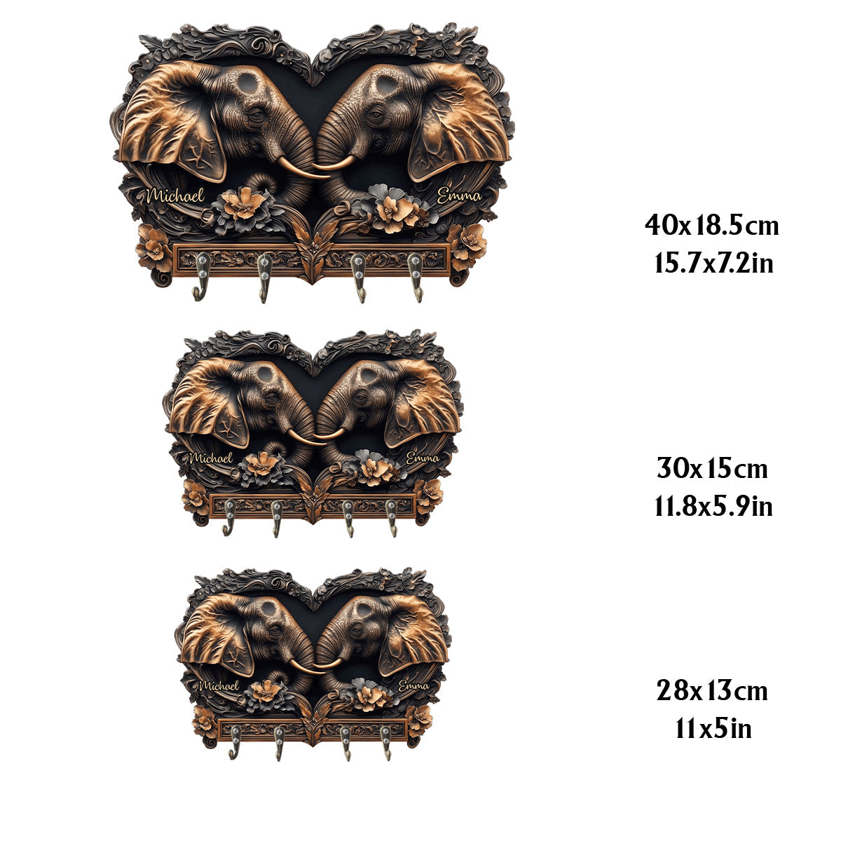 Du & Ich – Personalisierter Schlüsselhalter in Elefantenform