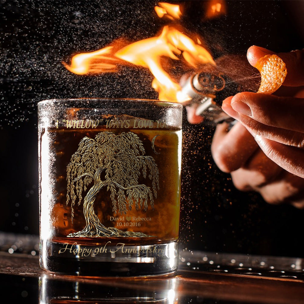 Ich liebe dich, Willow Ways – Personalisiertes Whiskyglas für Paare – Jahrestagsgeschenk für ihn/sie