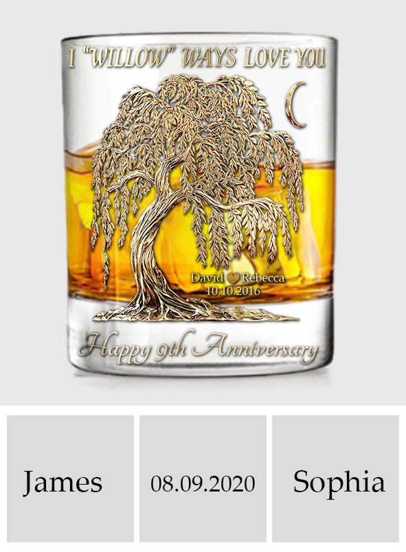 Ich liebe dich, Willow Ways – Personalisiertes Whiskyglas für Paare – Jahrestagsgeschenk für ihn/sie