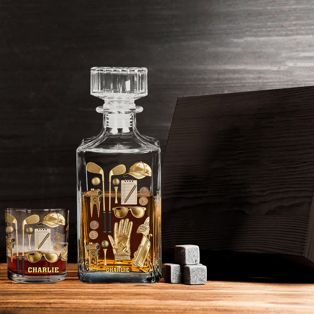 Live Love Golf – Personalisiertes Golf-Whisky-Dekanter-Set