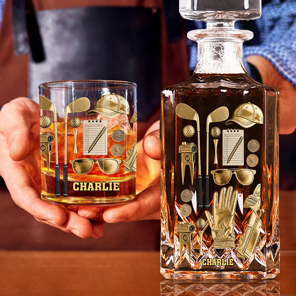 Live Love Golf – Personalisiertes Golf-Whisky-Dekanter-Set