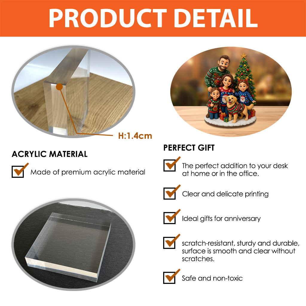 Frohe Weihnachten – Beliebiges Foto – Personalisierte Acrylplakette in individueller Familienform