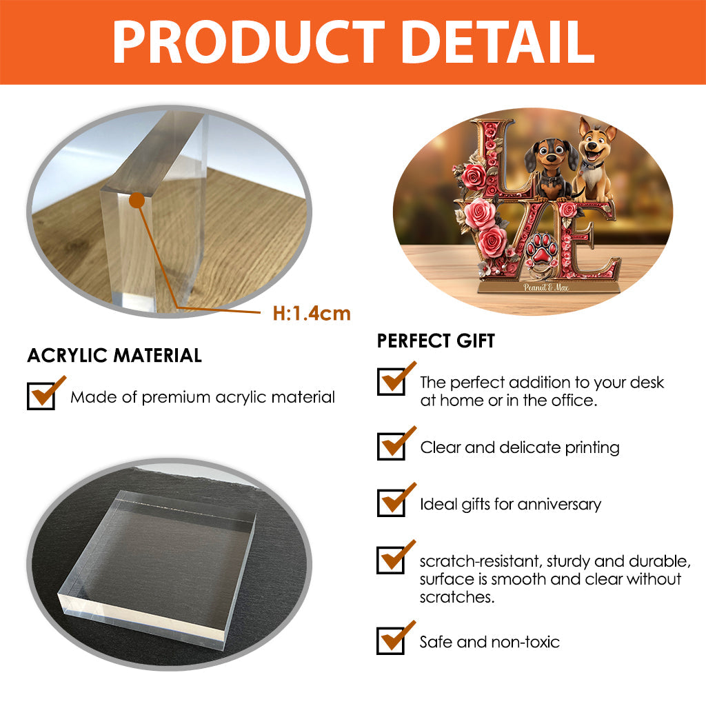 Liebe Hund - Personalisierte Acrylplakette in Hundeform