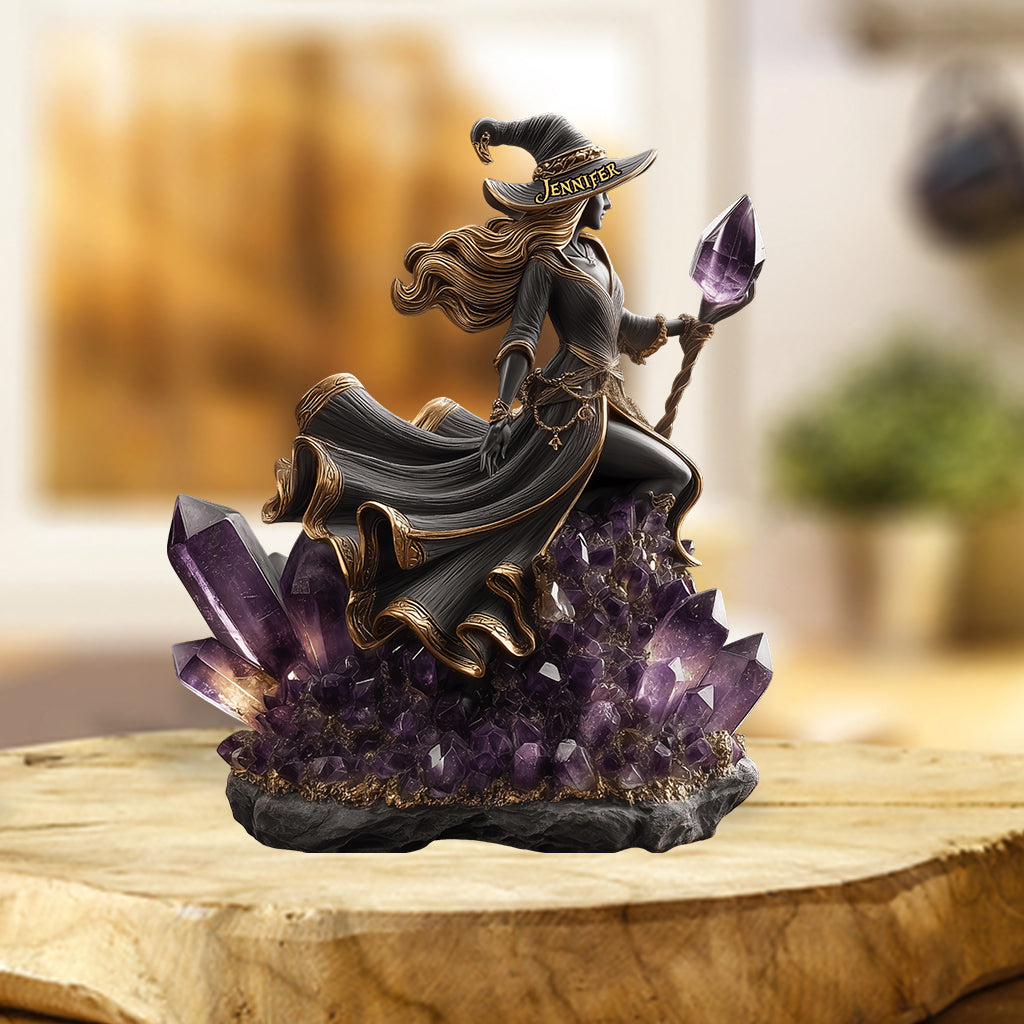 Die Hexe, Amethyst-/Quarz-/Smaragd-Stil... - Personalisierte Hexen-Acrylplakette in individueller Form