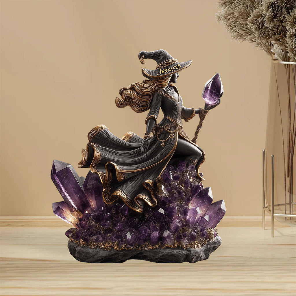 Die Hexe, Amethyst-/Quarz-/Smaragd-Stil... - Personalisierte Hexen-Acrylplakette in individueller Form