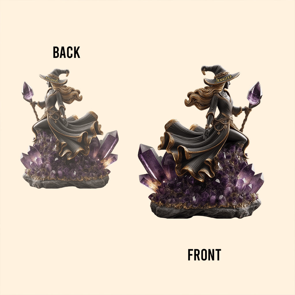 Die Hexe, Amethyst-/Quarz-/Smaragd-Stil... - Personalisierte Hexen-Acrylplakette in individueller Form