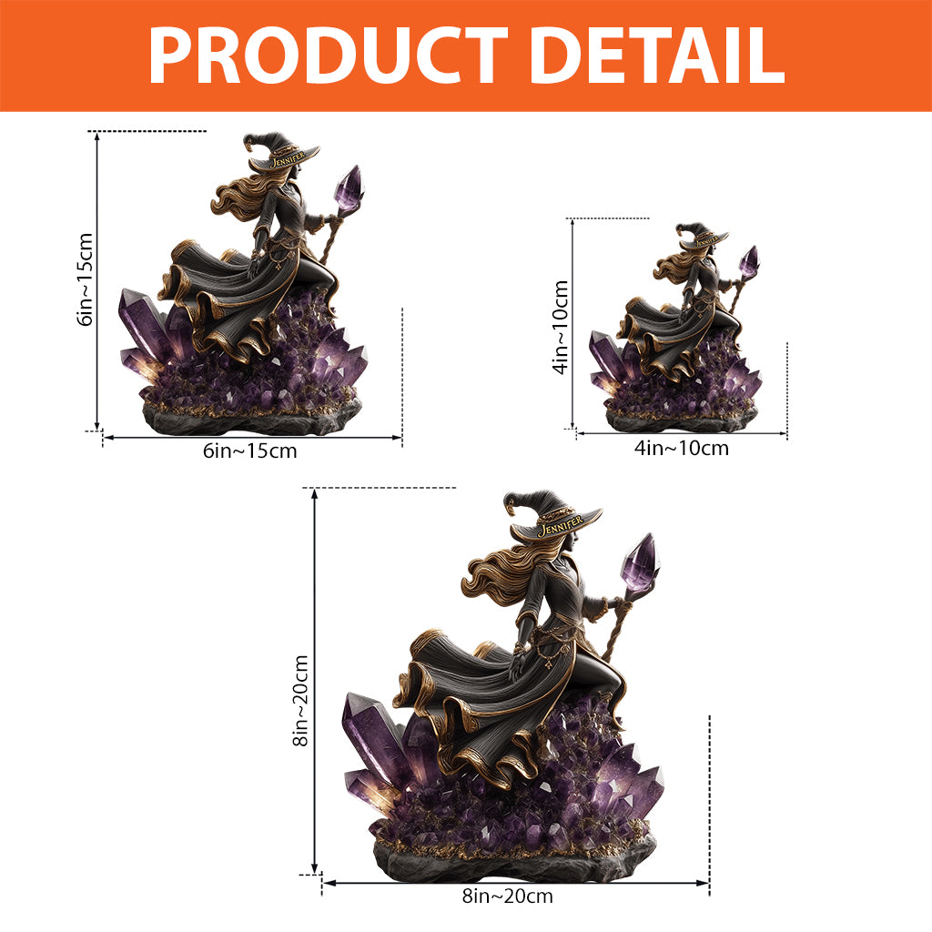 Die Hexe, Amethyst-/Quarz-/Smaragd-Stil... - Personalisierte Hexen-Acrylplakette in individueller Form