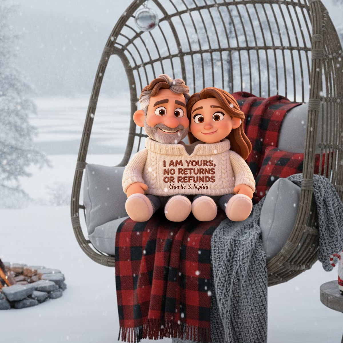 I Am Yours - Personalized Couple Faux Fur Shaped Pillow