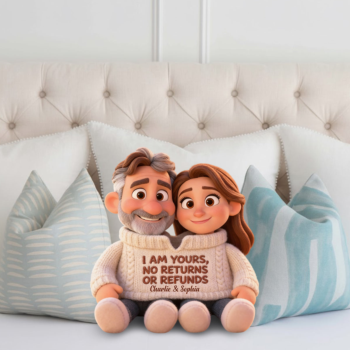 I Am Yours - Personalized Couple Faux Fur Shaped Pillow