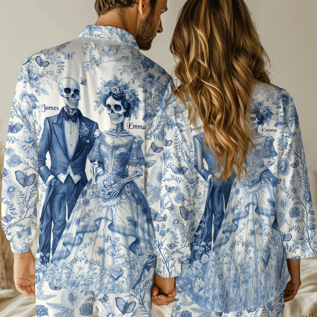 Bis dass der Tod uns scheidet – Personalisierter Partner-Pyjama mit Knopfleiste
