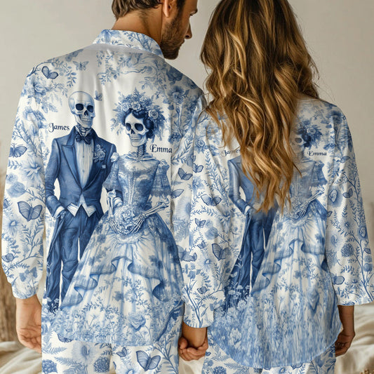 Bis dass der Tod uns scheidet – Personalisierter Partner-Pyjama mit Knopfleiste