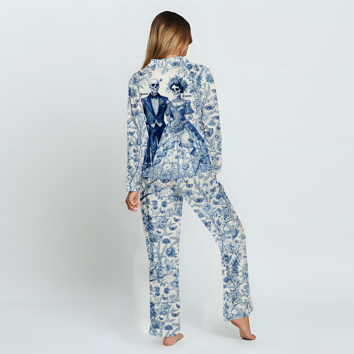 Bis dass der Tod uns scheidet – Personalisierter Partner-Pyjama mit Knopfleiste