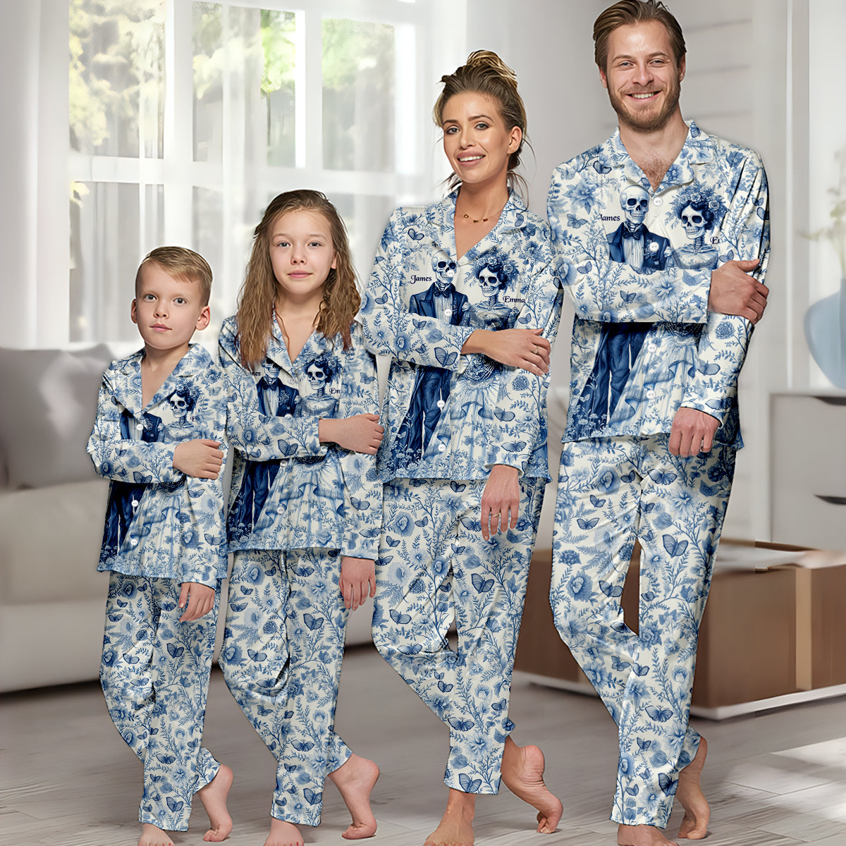 Bis dass der Tod uns scheidet – Personalisierter Partner-Pyjama mit Knopfleiste