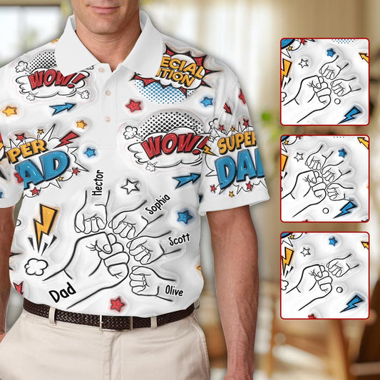 Super Dad Fist Bump - Personalized Father Polo Shirt