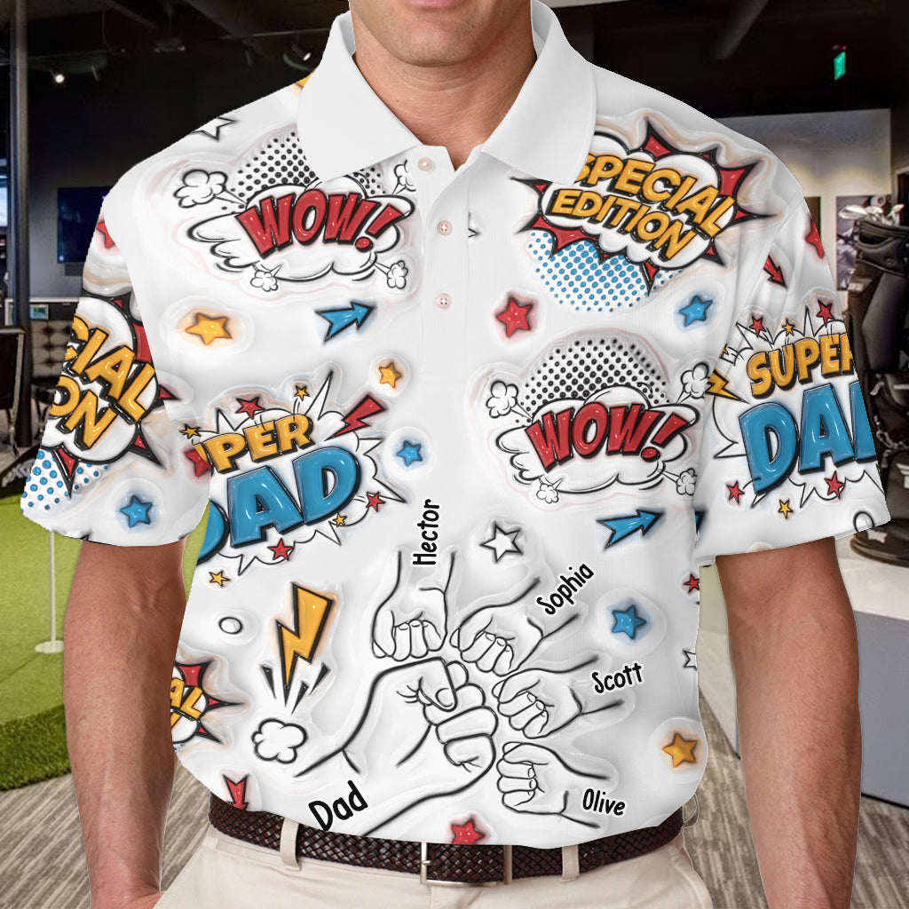 Super Dad Fist Bump - Personalized Father Polo Shirt
