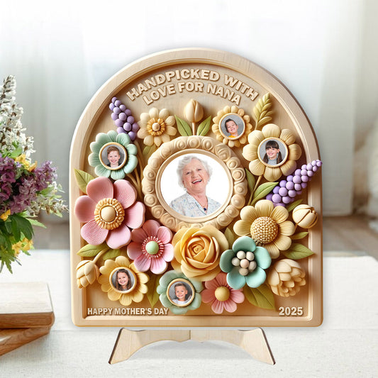 Handpicked For Nana/ Mama - Personalized Grandma 2 Layered Wood Sign / Wood Plaque