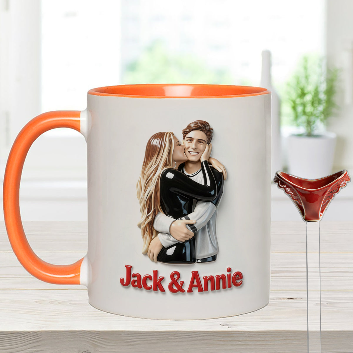 Perfect Gift For Him - Personalized Spicy Couple Set Accent Mug with Acrylic Stirrers