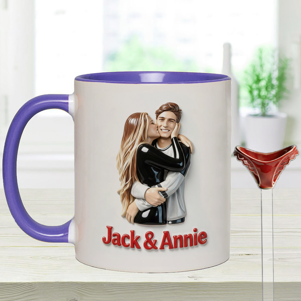 Perfect Gift For Him - Personalized Spicy Couple Set Accent Mug with Acrylic Stirrers