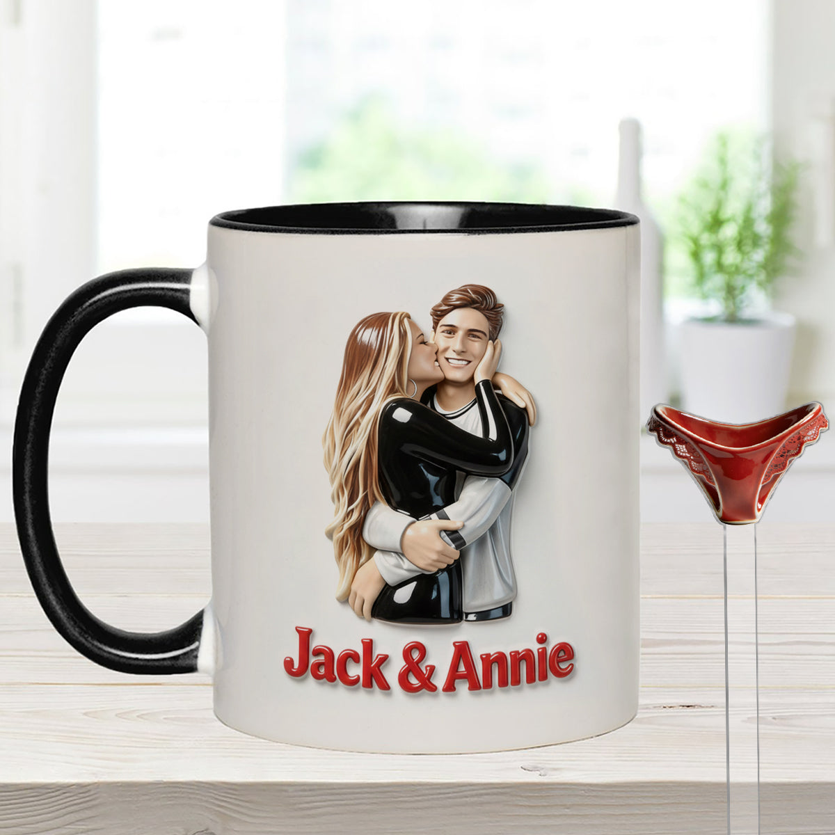 Perfect Gift For Him - Personalized Spicy Couple Set Accent Mug with Acrylic Stirrers