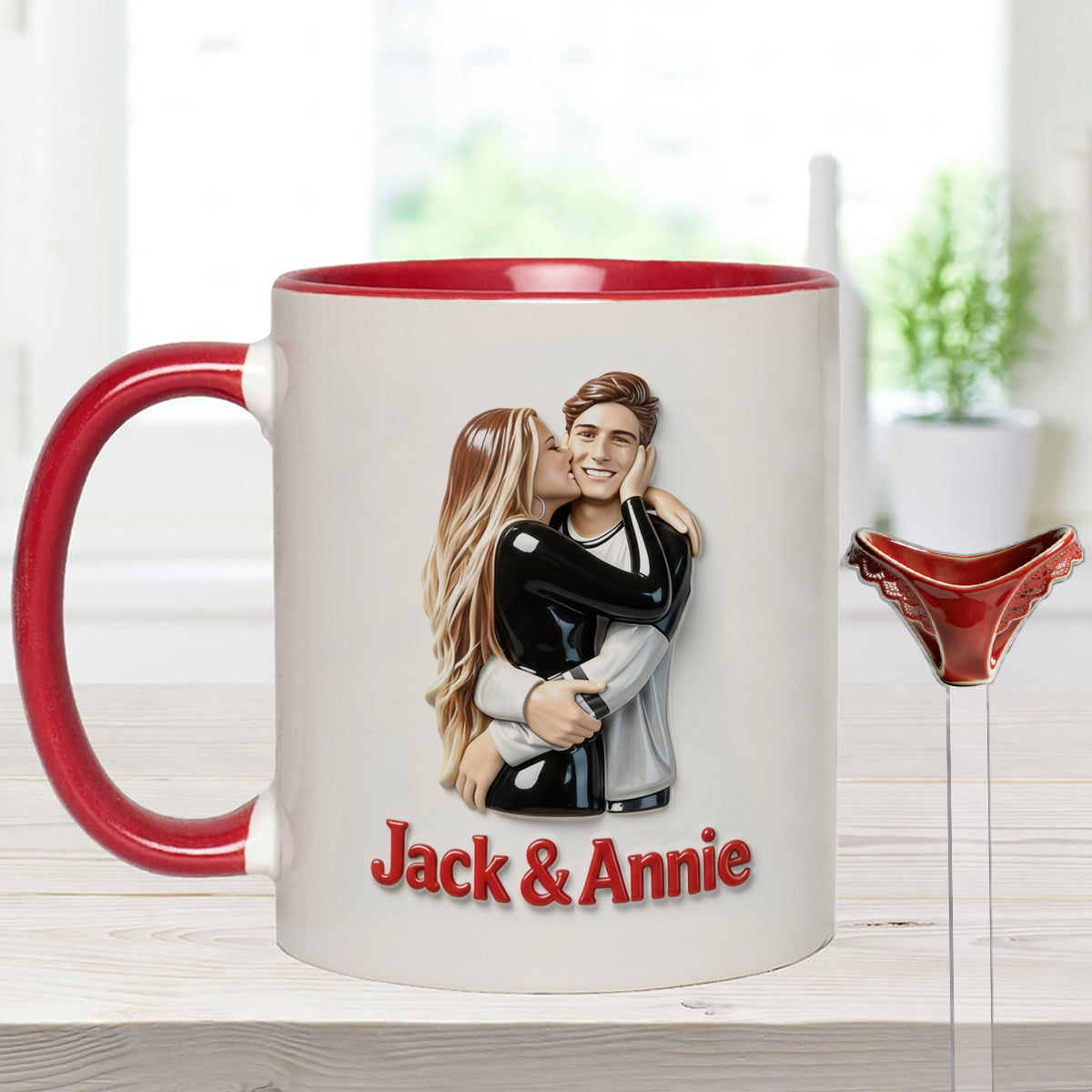 Perfect Gift For Him - Personalized Spicy Couple Set Accent Mug with Acrylic Stirrers