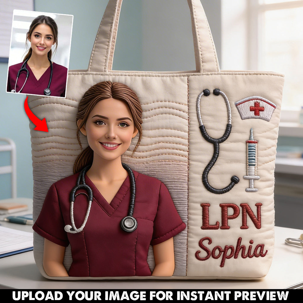 Custom Any Photo Gift For Nurse - Personalized Nurse Quilted Tote Bag