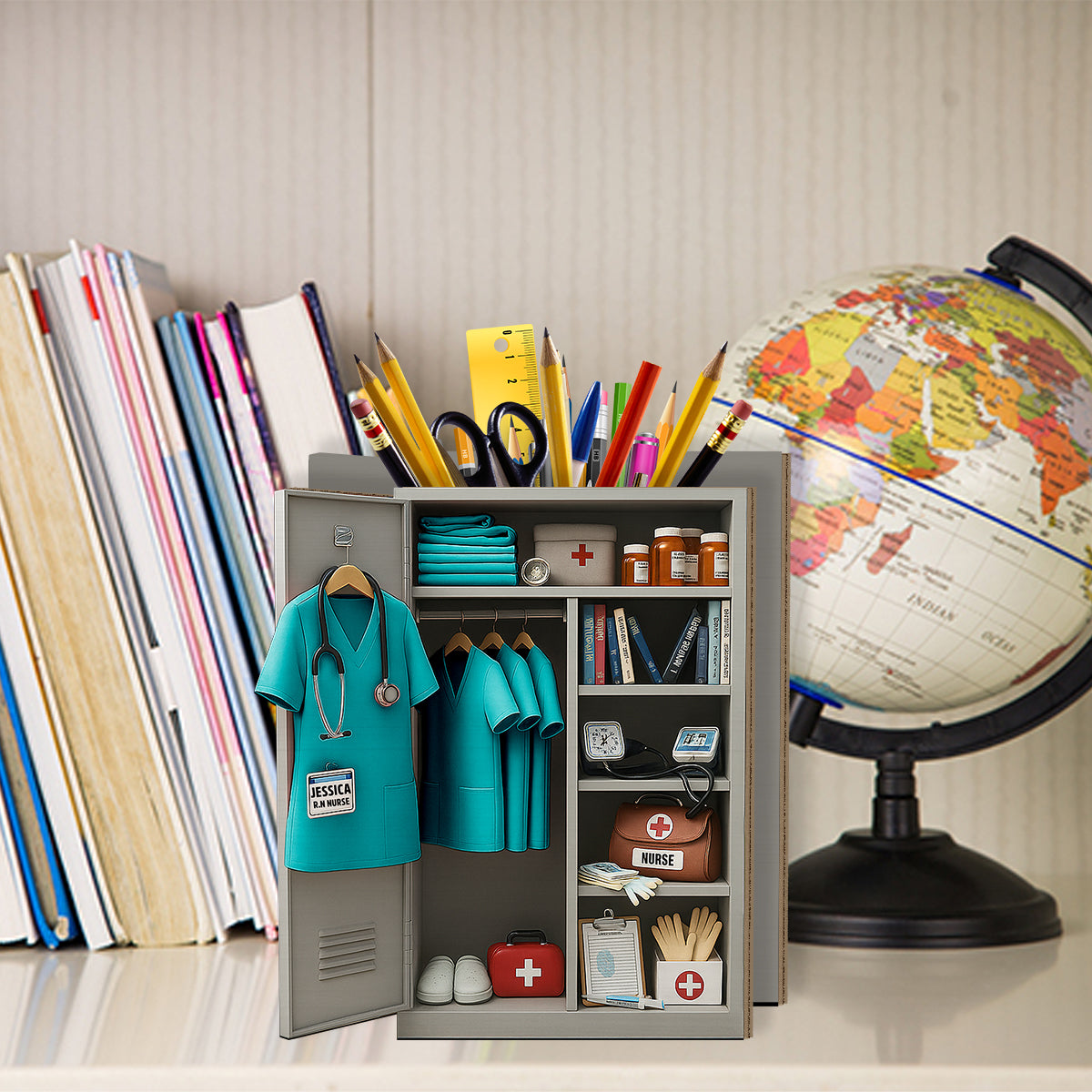 Persönlicher Spind für Krankenschwestern – Personalisierter Stiftehalter aus Holz für Krankenschwestern