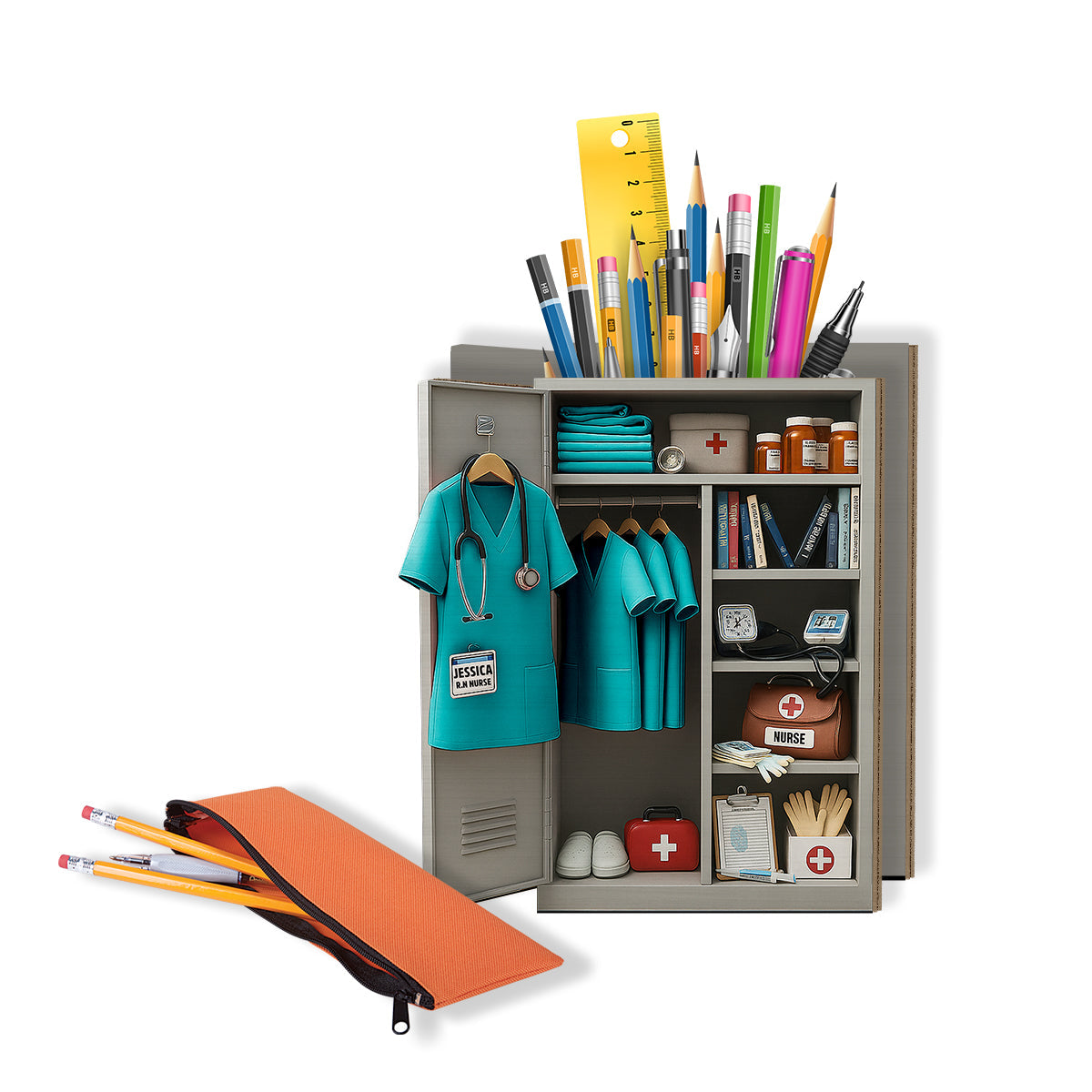 Persönlicher Spind für Krankenschwestern – Personalisierter Stiftehalter aus Holz für Krankenschwestern