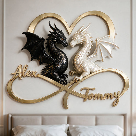 I Love You - Personalized Dragon 3D Printed Cut Metal Sign