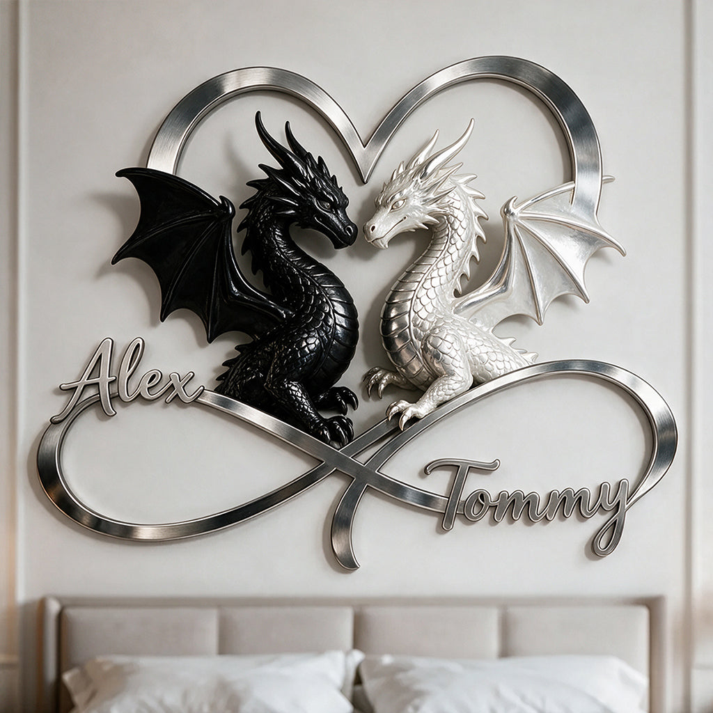 I Love You - Personalized Dragon 3D Printed Cut Metal Sign