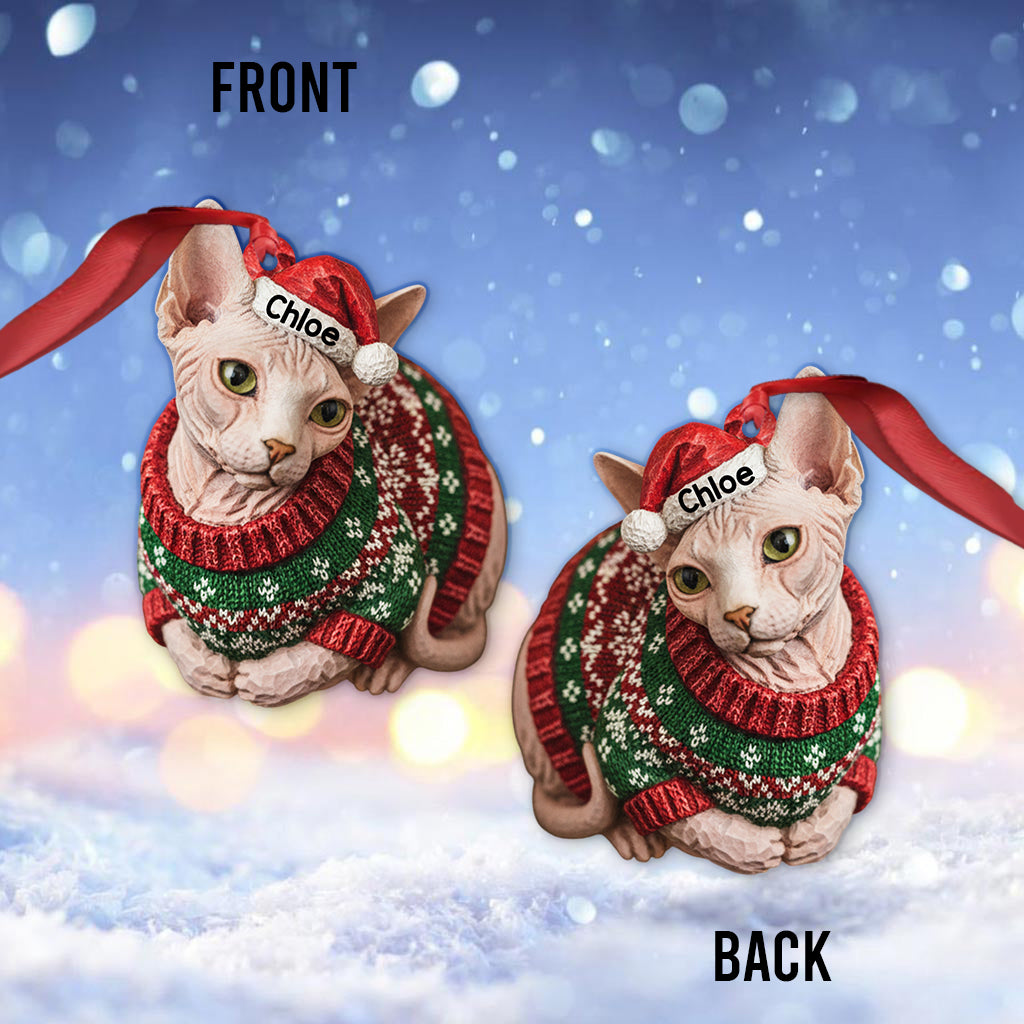Meowy Catmas Ugly Sweater Katzenbrot - Personalisierter Katzenanhänger