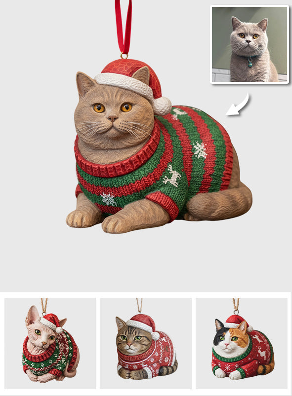 Meowy Catmas Ugly Sweater Katzenbrot - Personalisierter Katzenanhänger