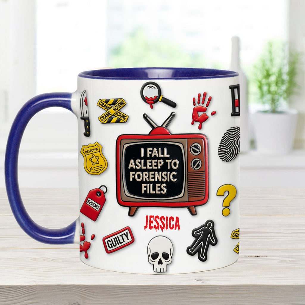 Ich schlafe zu Forensic Files ein – Personalisierter True-Crime-Akzentbecher
