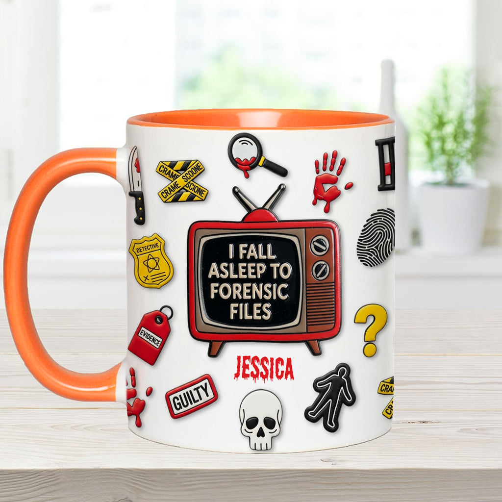 Ich schlafe zu Forensic Files ein – Personalisierter True-Crime-Akzentbecher