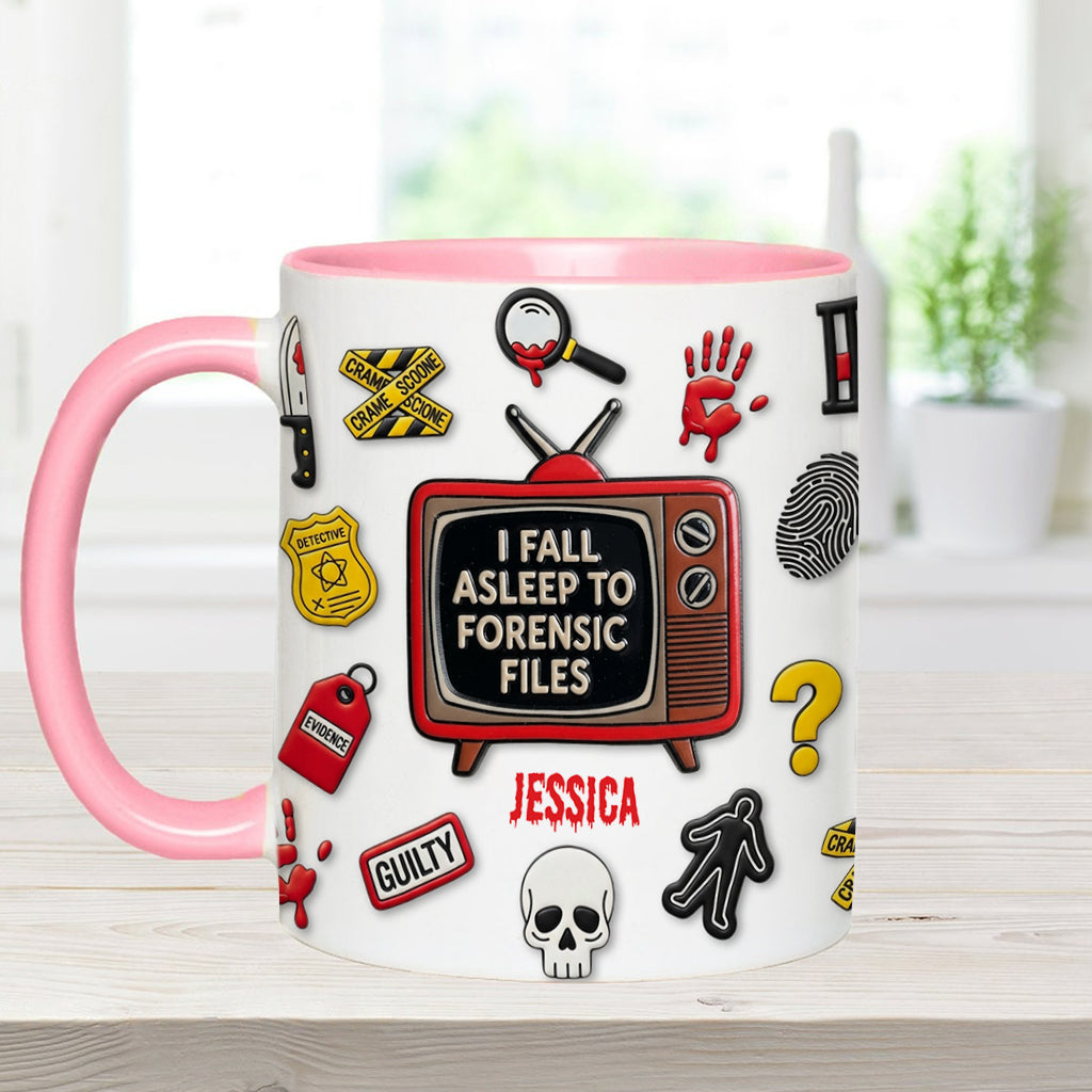 Ich schlafe zu Forensic Files ein – Personalisierter True-Crime-Akzentbecher
