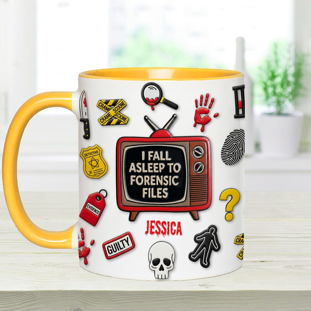 Ich schlafe zu Forensic Files ein – Personalisierter True-Crime-Akzentbecher