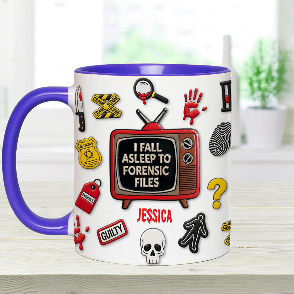 Ich schlafe zu Forensic Files ein – Personalisierter True-Crime-Akzentbecher