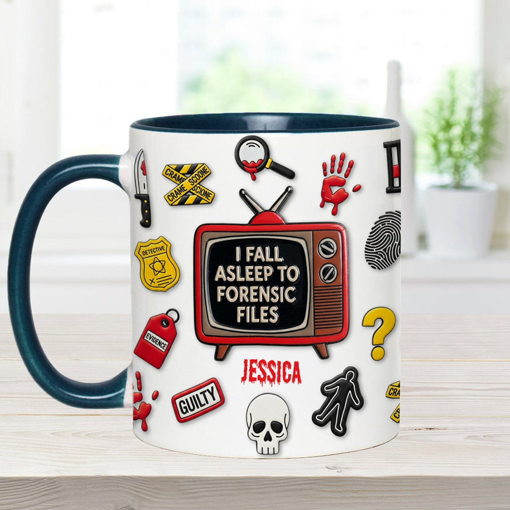 Ich schlafe zu Forensic Files ein – Personalisierter True-Crime-Akzentbecher
