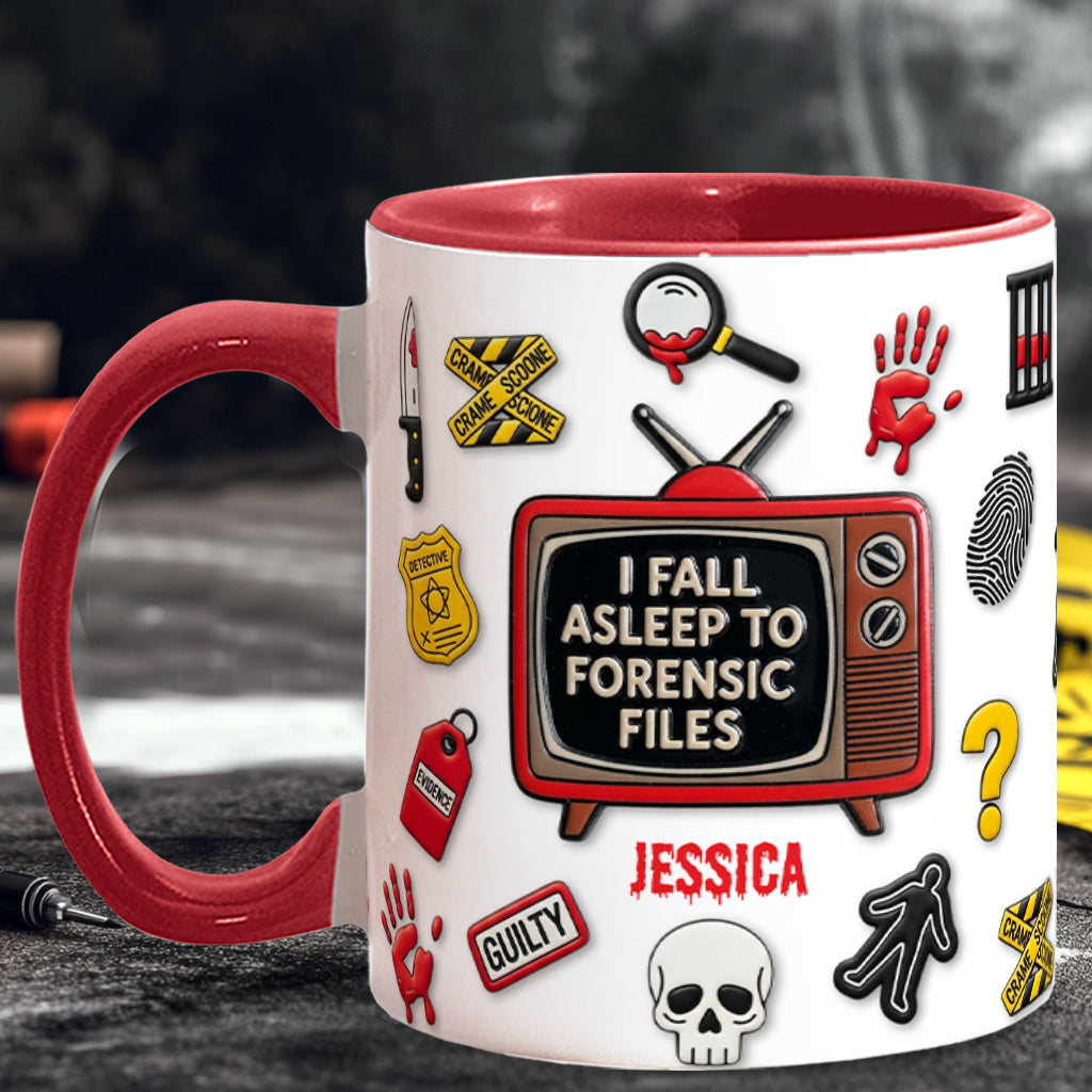 Ich schlafe zu Forensic Files ein – Personalisierter True-Crime-Akzentbecher