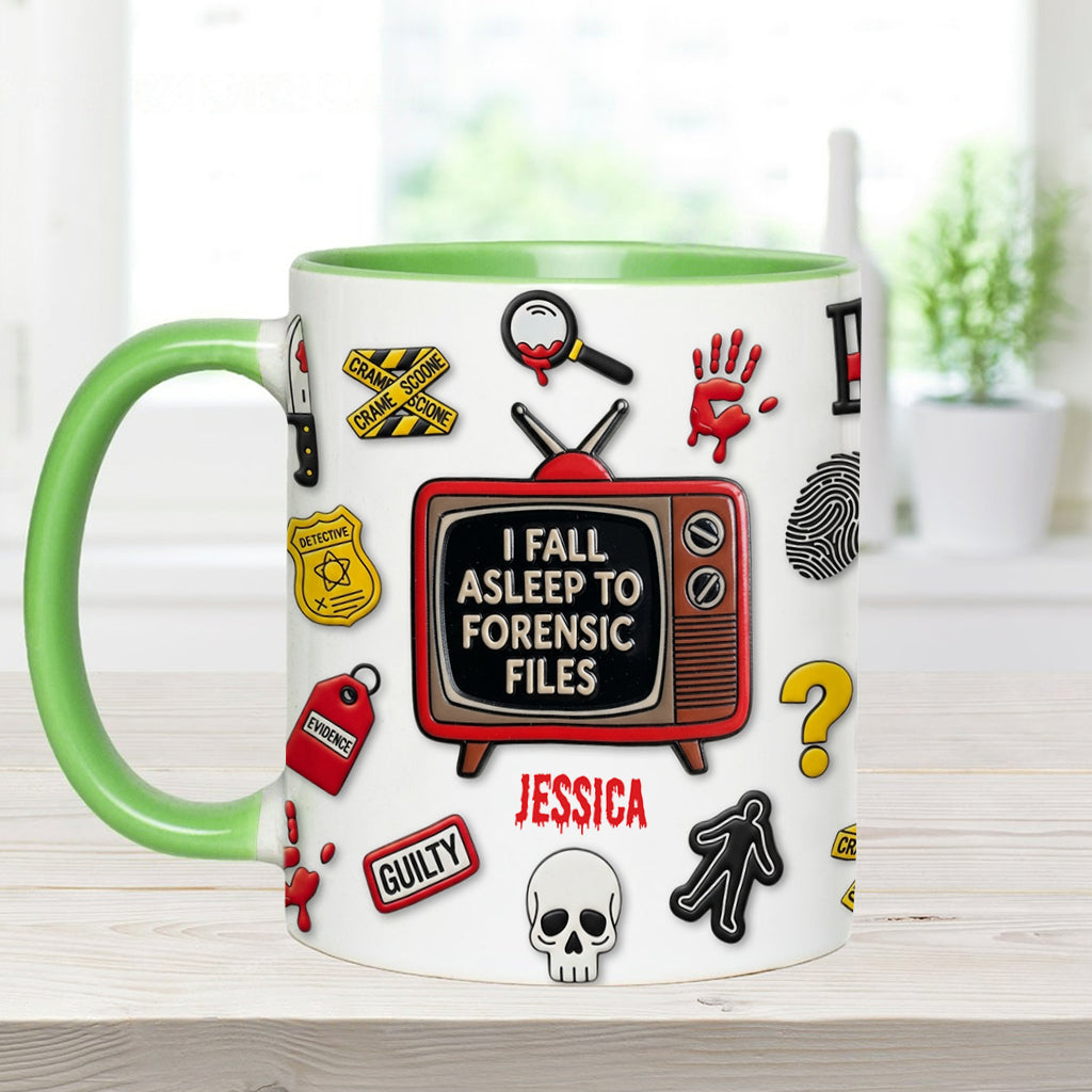 Ich schlafe zu Forensic Files ein – Personalisierter True-Crime-Akzentbecher