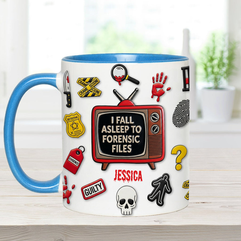 Ich schlafe zu Forensic Files ein – Personalisierter True-Crime-Akzentbecher